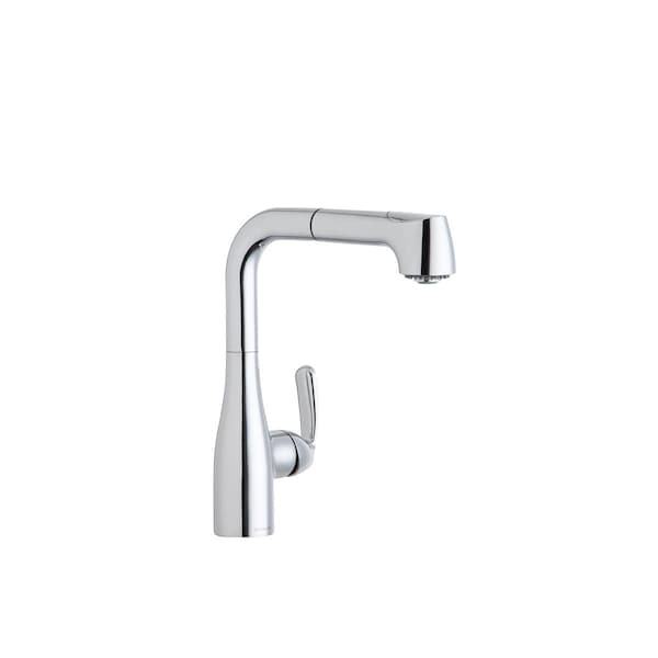 Gourmet Single Hole Bar Faucet With Pull-Out Spray And Lever Handle Chrome